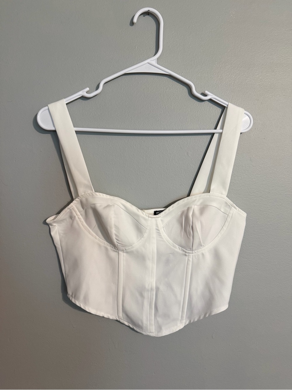 PrettyLittleThing Ivory Structured Bustier Top with Wide Straps